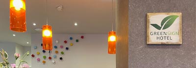 Greensign Zertifikat im Lobbybereich des Sorat Hotel Berlin