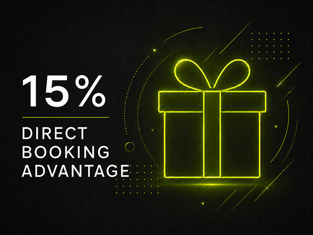 15% direct booking advantage icon graphic