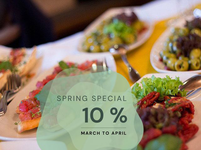 10% spring special March to April Italian buffet at Brandner restaurant